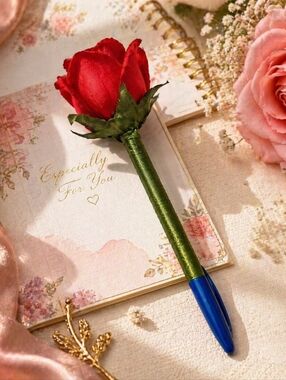 Handmade Rose Flower Pen Gift For Teacher, Mother's Day Gift, Unique Red Flower